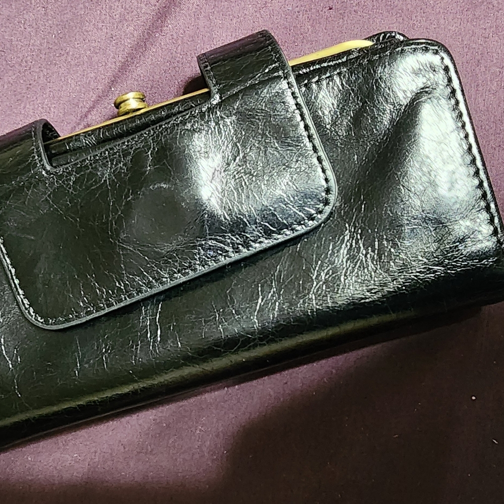 HOBO Black Leather Clutch Wristlet